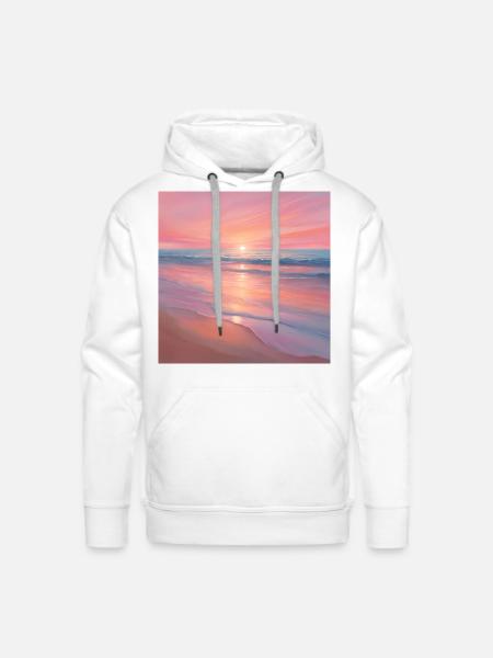 Pink Sunset Ocean Scene - Men's Premium Hoodie - white