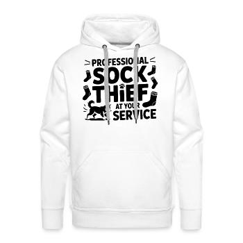 Professional Sock Thief Dog Lover  - Men's Premium Hoodie - white - Front - Liam (192cm)