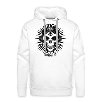 Dark Sunburst Skull Emblem - Men's Premium Hoodie - white - Front - Liam (192cm)