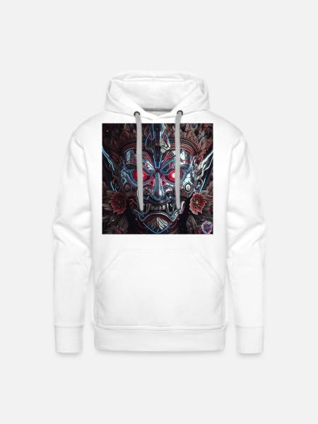 Cyberpunk Demon Mask – Chrome Tech Art - Men's Premium Hoodie - white