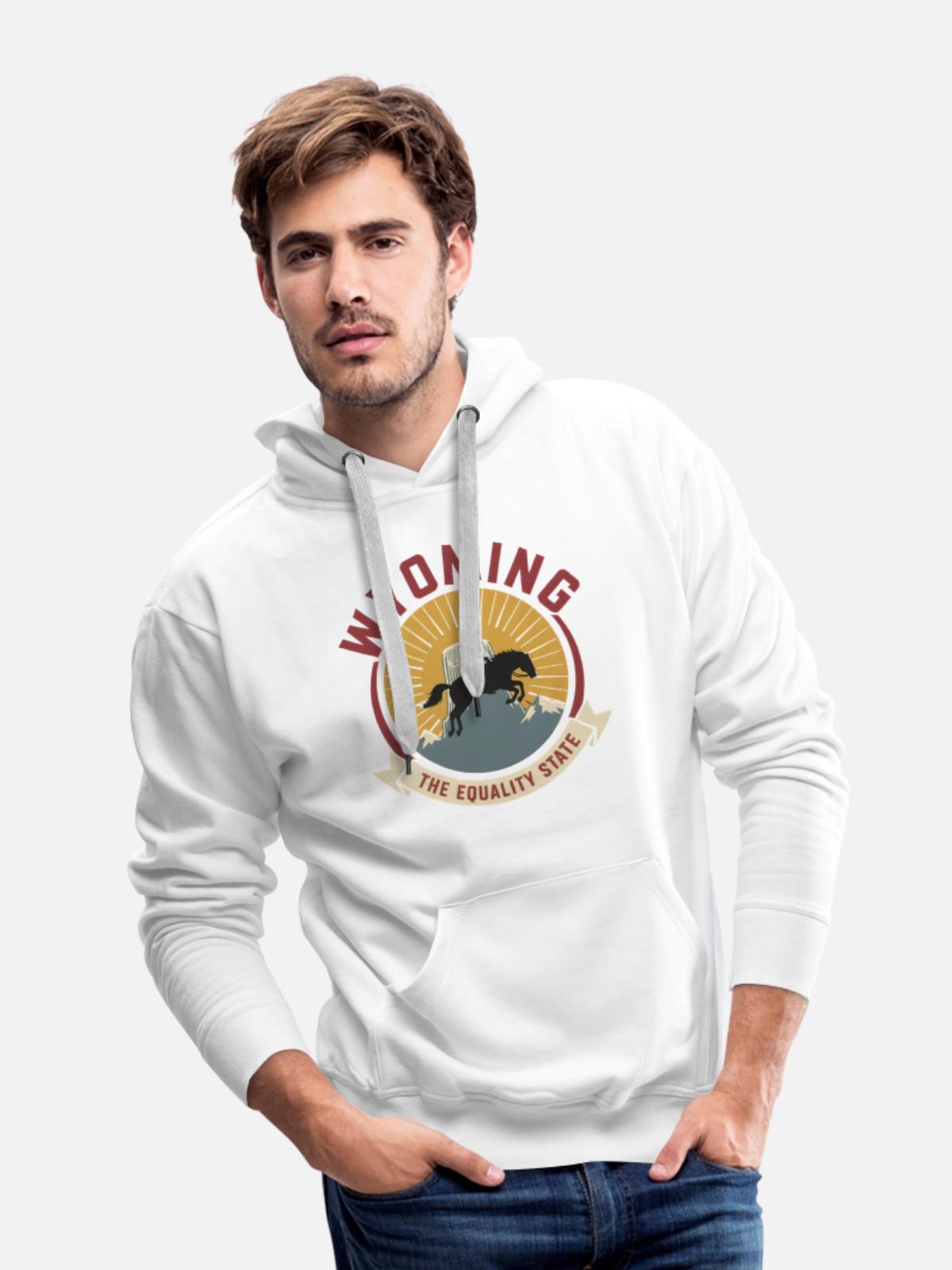 Wyoming Equality Emblem - Men's Premium Hoodie - white - Front - Liam (192cm)