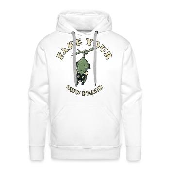 Graphique sarcastique de l’opossum sur Fake Your Own Death - Molleton à capuche Premium pour homme - blanc - Devant - Liam (192cm)