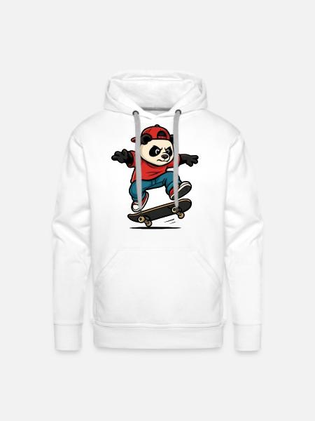 Kickflip Panda - Men's Premium Hoodie - white