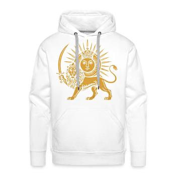 Solar Crowned Lion Emblem - Men's Premium Hoodie - white - Front - Liam (192cm)