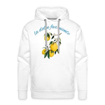 La Dolce Far Niente Lemon Motif - Men's Premium Hoodie - white - Front - Liam (192cm)