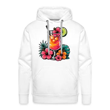 Tropical Hibiscus Cocktail Glow - Men's Premium Hoodie - white - Front - Liam (192cm)