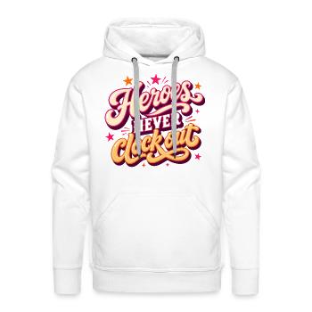 Heroes never clock out - Men's Premium Hoodie - white - Front - Liam (192cm)