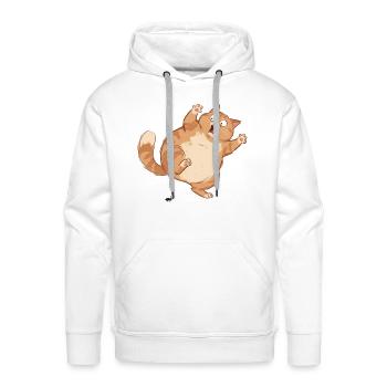 Funny Cat Panicking Over a Tiny Bug - Men's Premium Hoodie - white - Front - Liam (192cm)