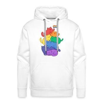 Rainbow Pride Cat - Men's Premium Hoodie - white - Front - Liam (192cm)