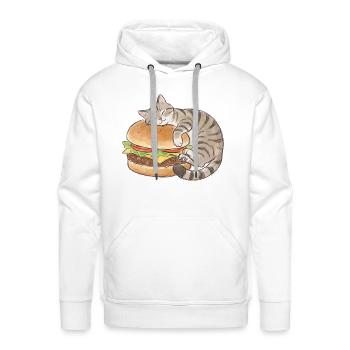 Cat Using Burger as a Pillow - Men's Premium Hoodie - white - Front - Liam (192cm)