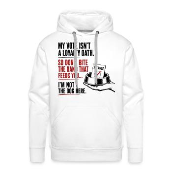 Vote Satire: Not the Dog Here - Men's Premium Hoodie - white - Front - Liam (192cm)