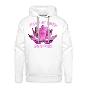 Grow At Your Own Pace Pink Neon Crystal Lotus - Men's Premium Hoodie - white - Front - Liam (192cm)