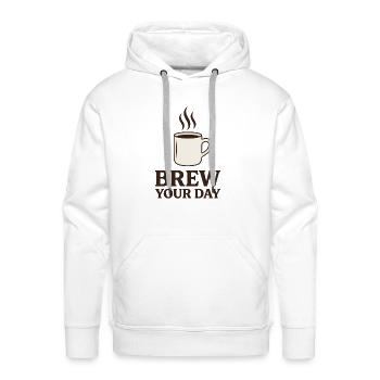 Brew Your Day Coffee Mug Graphic - Men's Premium Hoodie - white - Front - Liam (192cm)