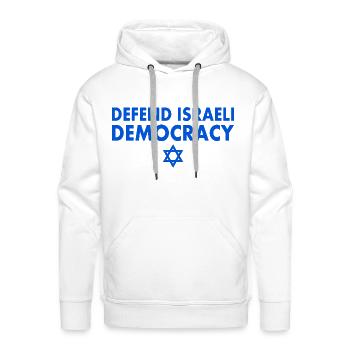 Defend israeli democracy - Men's Premium Hoodie - white - Front - Liam (192cm)