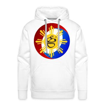 Sunburst Script in Philippine Palette - Men's Premium Hoodie - white - Front - Liam (192cm)