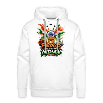 Proud to Be Indian: Flag & Landmarks - Men's Premium Hoodie - white - Front - Liam (192cm)