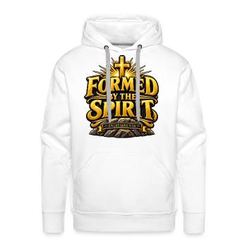 Formed by the Spirit – Galatians 5:25 Faith - Men's Premium Hoodie - white - Front - Liam (192cm)
