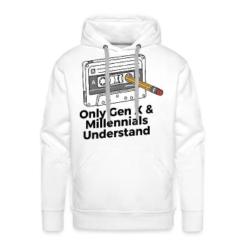 Retro Cassette Nostalgia: Gen X & Millennials - Men's Premium Hoodie - white - Front - Liam (192cm)