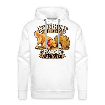 Barn Hunt Approved Tee - Men's Premium Hoodie - white - Front - Liam (192cm)