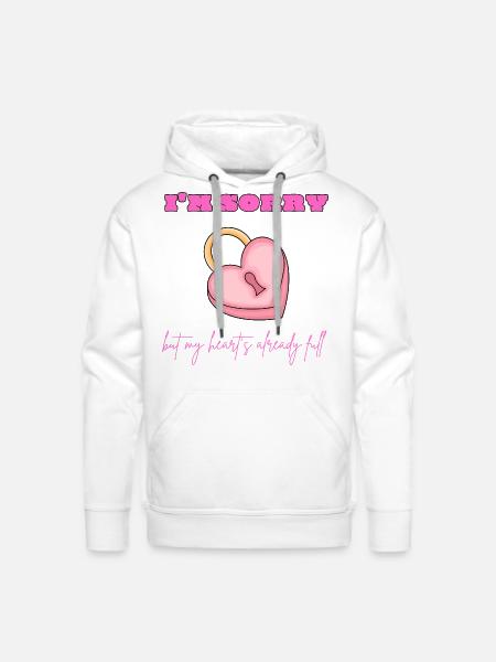 Pink Heart Lock Apology - Men's Premium Hoodie - white
