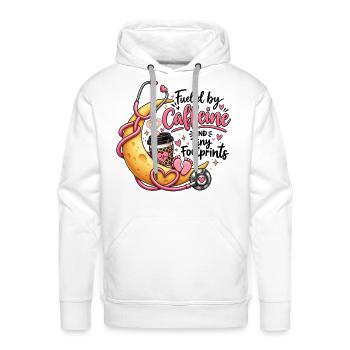 Fueled By Caffeine And Tiny Footprints NICU Nurse - Men's Premium Hoodie - white - Front - Liam (192cm)