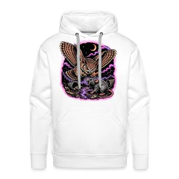 Night Owl vs Rat in Neon Ruins - Men's Premium Hoodie - white - Front - Liam (192cm)