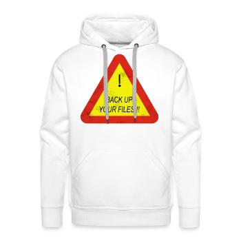 Back Up Your Files - Warning Sign - Men's Premium Hoodie - white - Front - Liam (192cm)