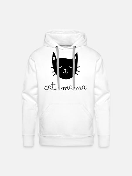 Black Cat Face - Men's Premium Hoodie - white