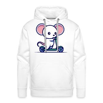 Kawaii Cute Mouse On A Scooter - Men's Premium Hoodie - white - Front - Liam (192cm)
