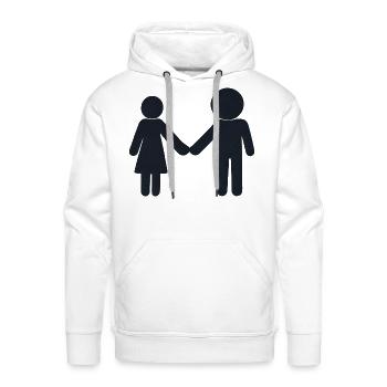 A person holding hands with another person. - Men's Premium Hoodie - white - Front - Liam (192cm)