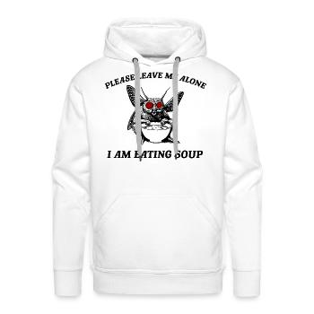Retro Mothman Eating Soup Cryptid 90s - Men's Premium Hoodie - white - Front - Liam (192cm)