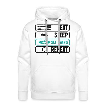 Eat Sleep Set Traps Repeat Hunting Hunter - Men's Premium Hoodie - white - Front - Liam (192cm)