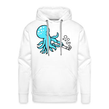 Octopus flute playing music bubbles under water - Men's Premium Hoodie - white - Front - Liam (192cm)