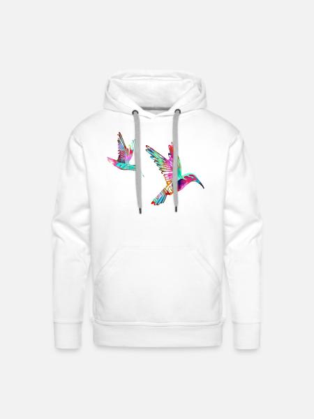 bird, painting,Birds, hummingbird, watercolour - Men's Premium Hoodie - white