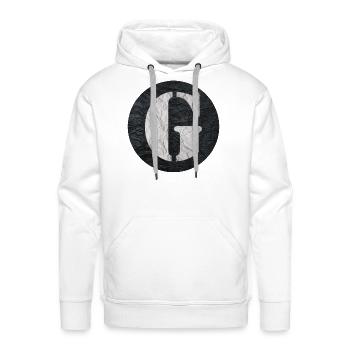 G letter. - Men's Premium Hoodie - white - Front - Liam (192cm)