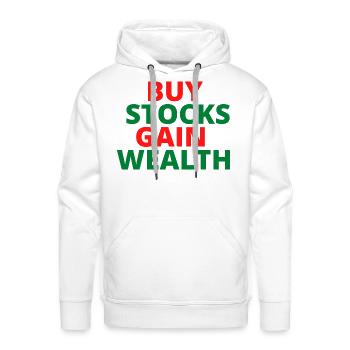 Buy Stocks Gain Wealth - Men's Premium Hoodie - white - Front - Liam (192cm)