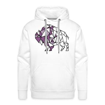 Lilac Purple Geometric Bison Design - Men's Premium Hoodie - white - Front - Liam (192cm)