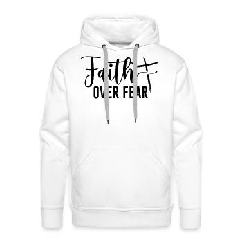Faith over Fear (with Cross) - Men's Premium Hoodie - white - Front - Liam (192cm)