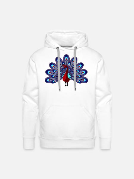 Peacock Burgundy - Men's Premium Hoodie - white