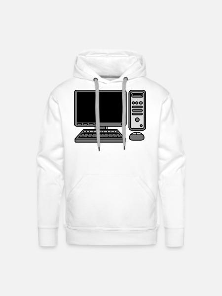 computer keyboard mouse screen - Men's Premium Hoodie - white