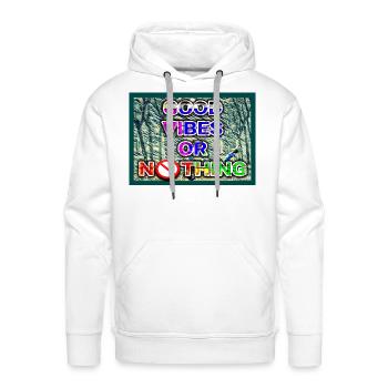 GOOD HEADLINE - Men's Premium Hoodie - white - Front - Liam (192cm)