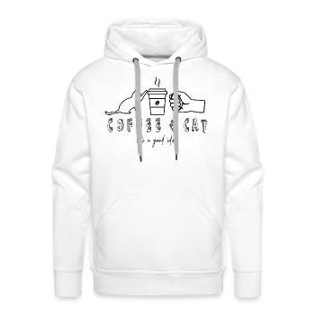 COFFEE AND CAT - Men's Premium Hoodie - white - Front - Liam (192cm)