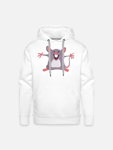Happy Mouse - Men's Premium Hoodie - white