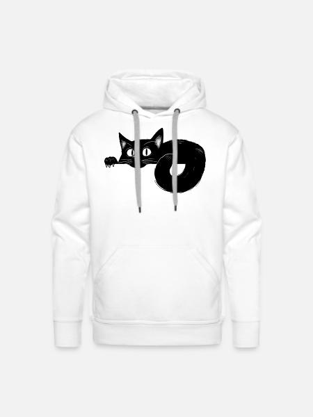 black cat peek - Men's Premium Hoodie - white