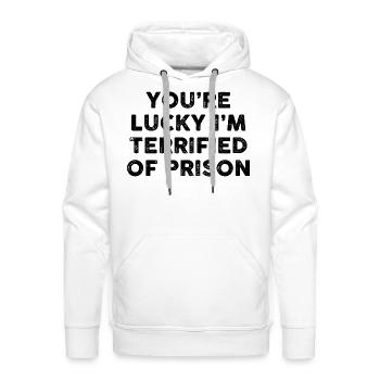 Terrified of Prison hipster - Men's Premium Hoodie - white - Front - Liam (192cm)