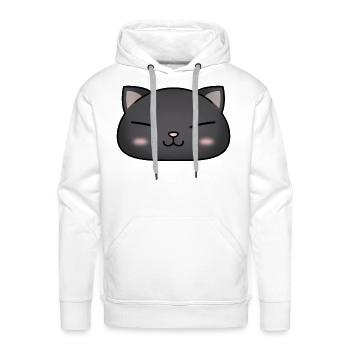 Cute Black Cat Face - Men's Premium Hoodie - white - Front - Liam (192cm)