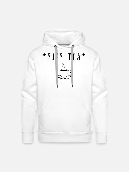 Sips tea - Men's Premium Hoodie - white