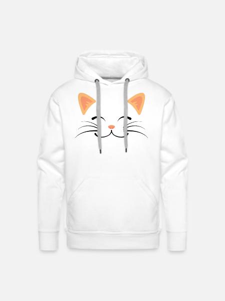 Floating Cat Face - Men's Premium Hoodie - white