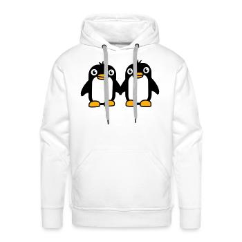 2 Penguins Couple Holding Hands In Love Friends - Men's Premium Hoodie - white - Front - Liam (192cm)
