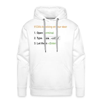Useful Guide: If CIA's Knocking On Your Do [Dark] - Men's Premium Hoodie - white - Front - Liam (192cm)